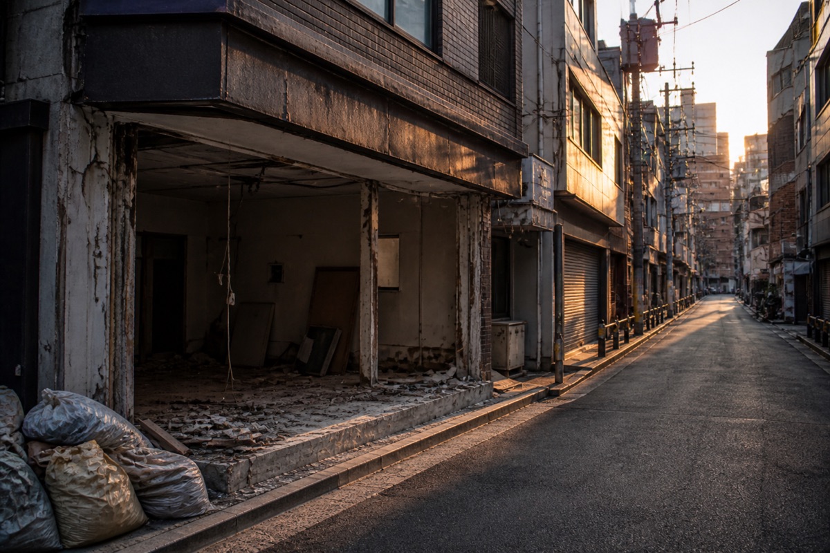 골목 상가의 비운 점포 입구 — 종로·대학로 상가·점포 철거 참고 커버